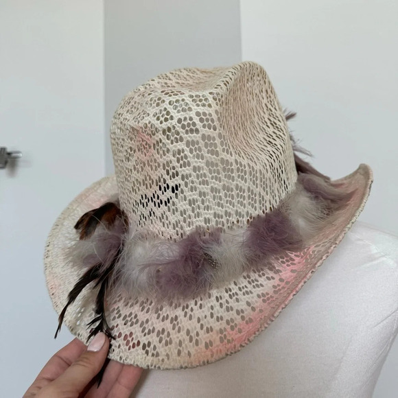 Mexican cowgirl feather  hat coastal cowgirl western boho festival - Picture 4 of 9